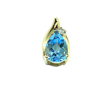 Low Cost Fine Jewelry Womens - Brilliant Swiss Blue Topaz Diamond 14k Gold Pendant