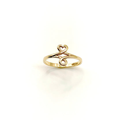 14k Gold Ring, Women's Beautiful Petite Mini Heart Half Infinity Design 14k Gold Ring - Discount Estate Jewelry