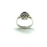 Silver Rings | Womens Petite Sterling Filigree Flower Design Amethyst Stone Ring 5 | Discount Estate Jewelry website online at Blingschlingers.com