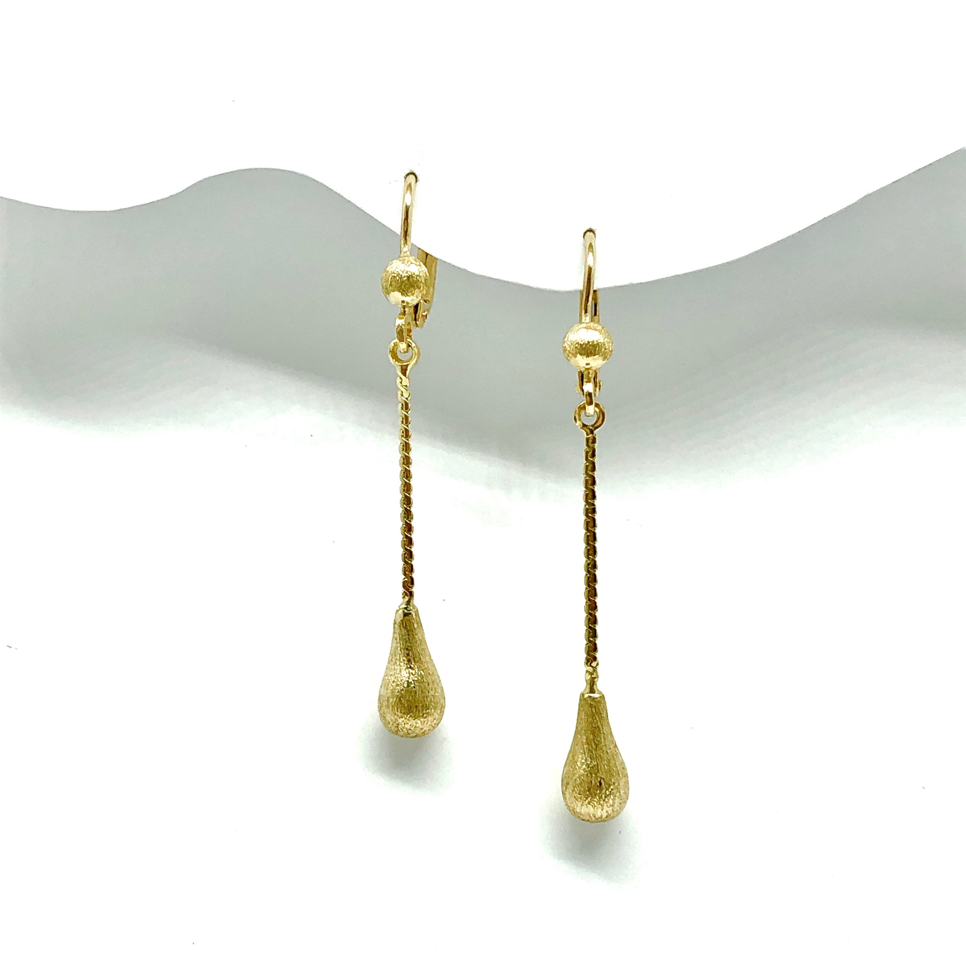 Dangle Earrings | Womens 14k Yellow Gold 2" Long Drop Earrings | Discount Jewelry online at Blingschlingers