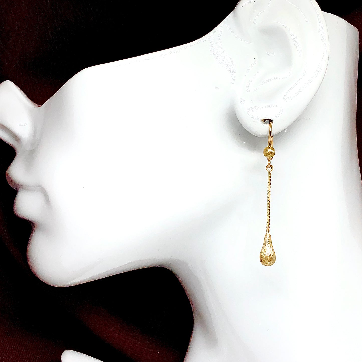 Dangle Earrings | Womens 14k Yellow Gold 2" Long Drop Earrings