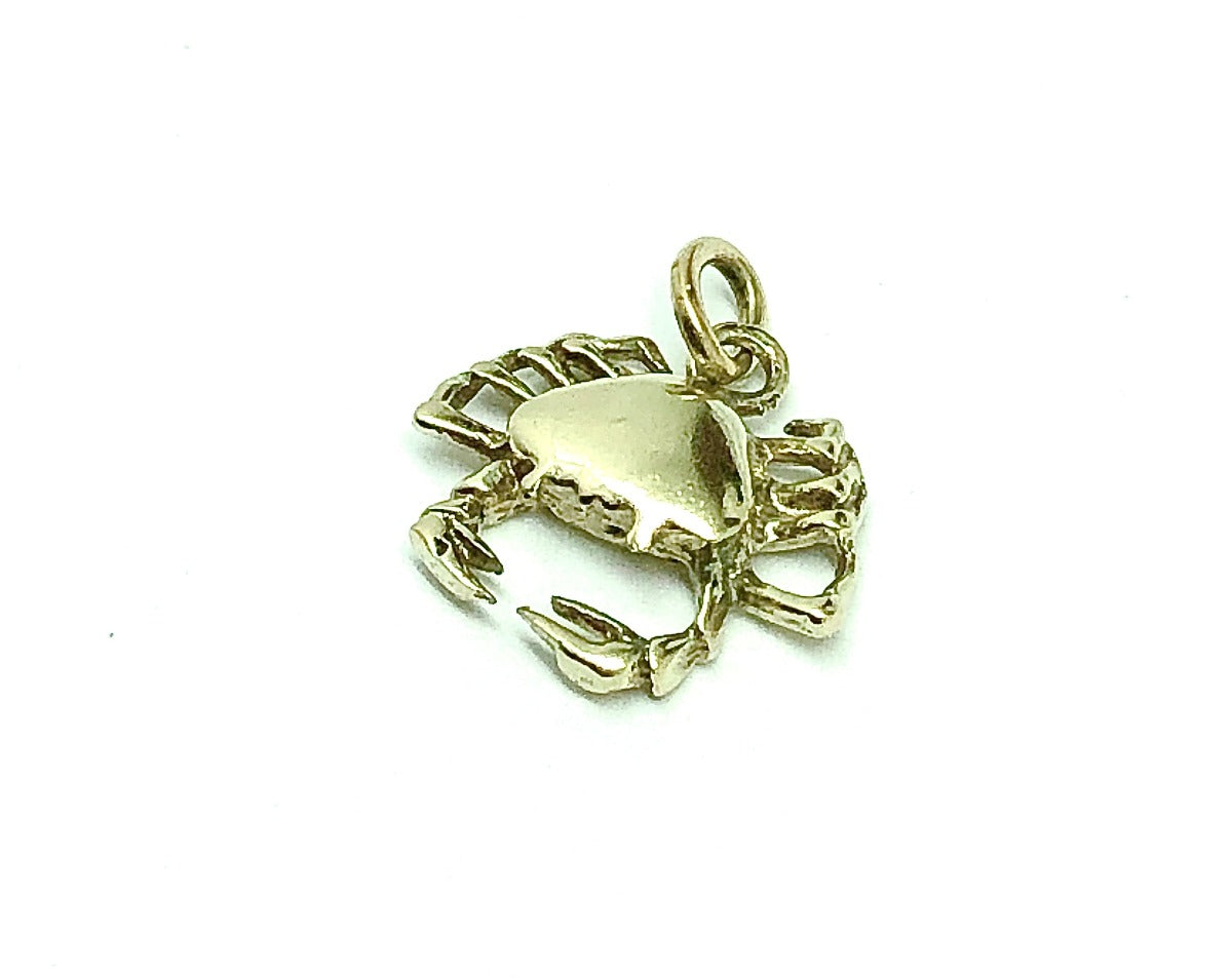 Gold Sterling Silver Cute 3D Crab Charm | For Sale