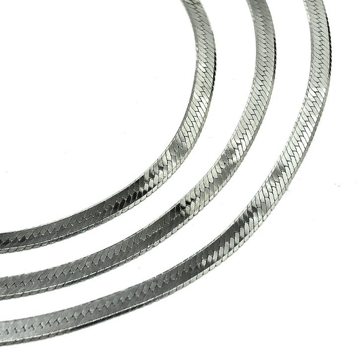 Serpent Chain Necklaces | Sterling Silver 30.25" Sleek Herringbone Necklace