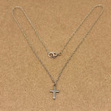 Upcycled New Jewelry - Sterling Silver 13.75" Dainty Station Cross Charm Necklace Womens to Kids