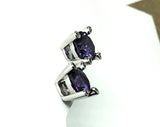 Affordable Used Jewelry - Fancy Sterling Silver 8mm Fiery Amethyst Purple Zirconia Stud Earrings