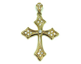 Secondhand Shop Jewelry | Shimmery Gold Sterling Silver Cz 2in Cross pendant
