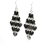 2 5/8" Sterling Silver Waterfall Heart Design Hook Dangle Earrings