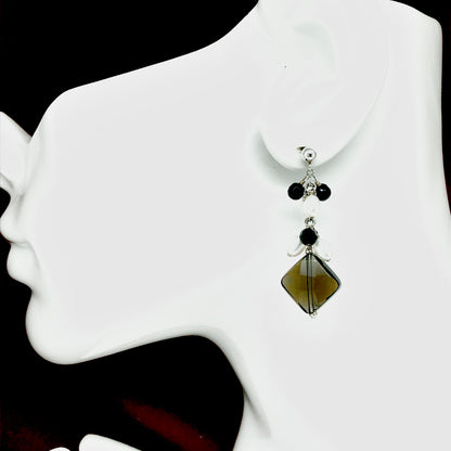 Earrings Womens | Sterling Silver Smoky Quartz Gemstone Drop Pearl Earrings