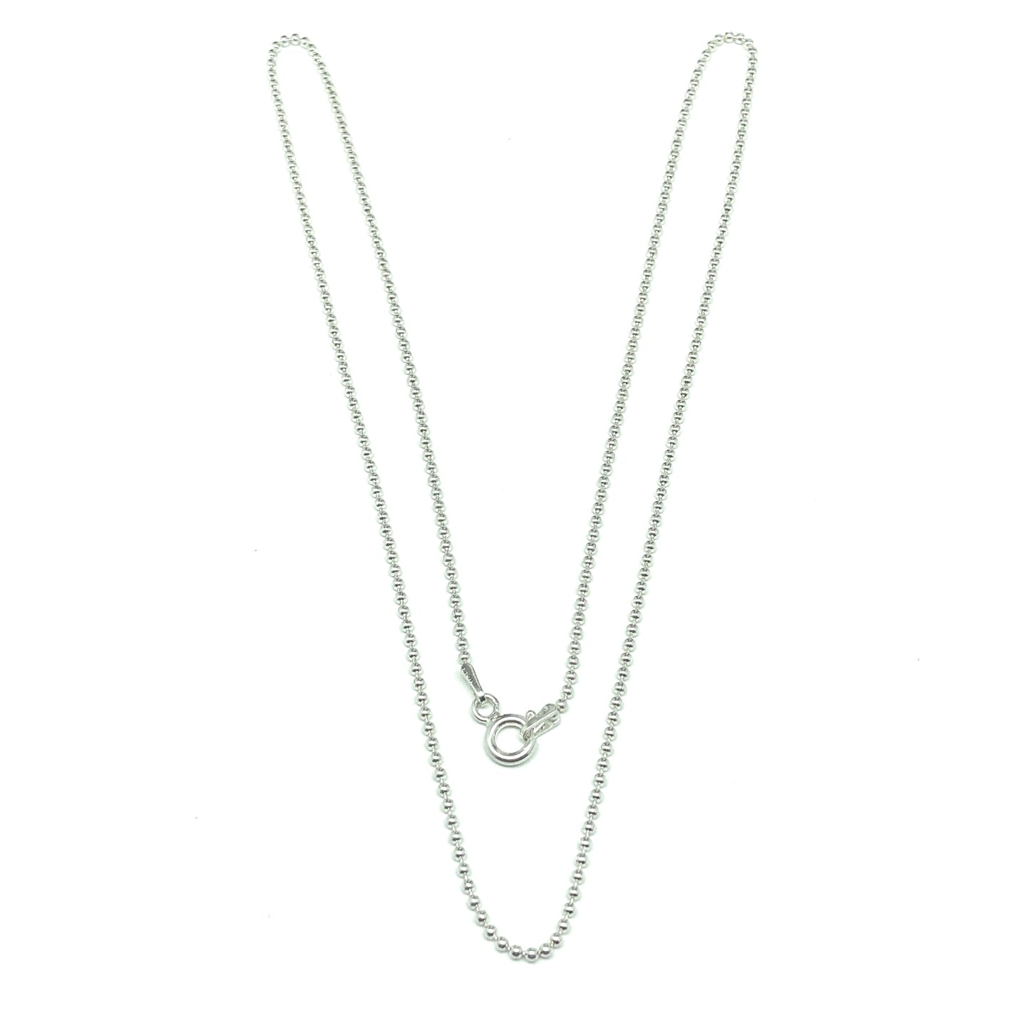Sterling Silver Necklace, 20" 1.57mm Bead Ball Link Chain Necklace