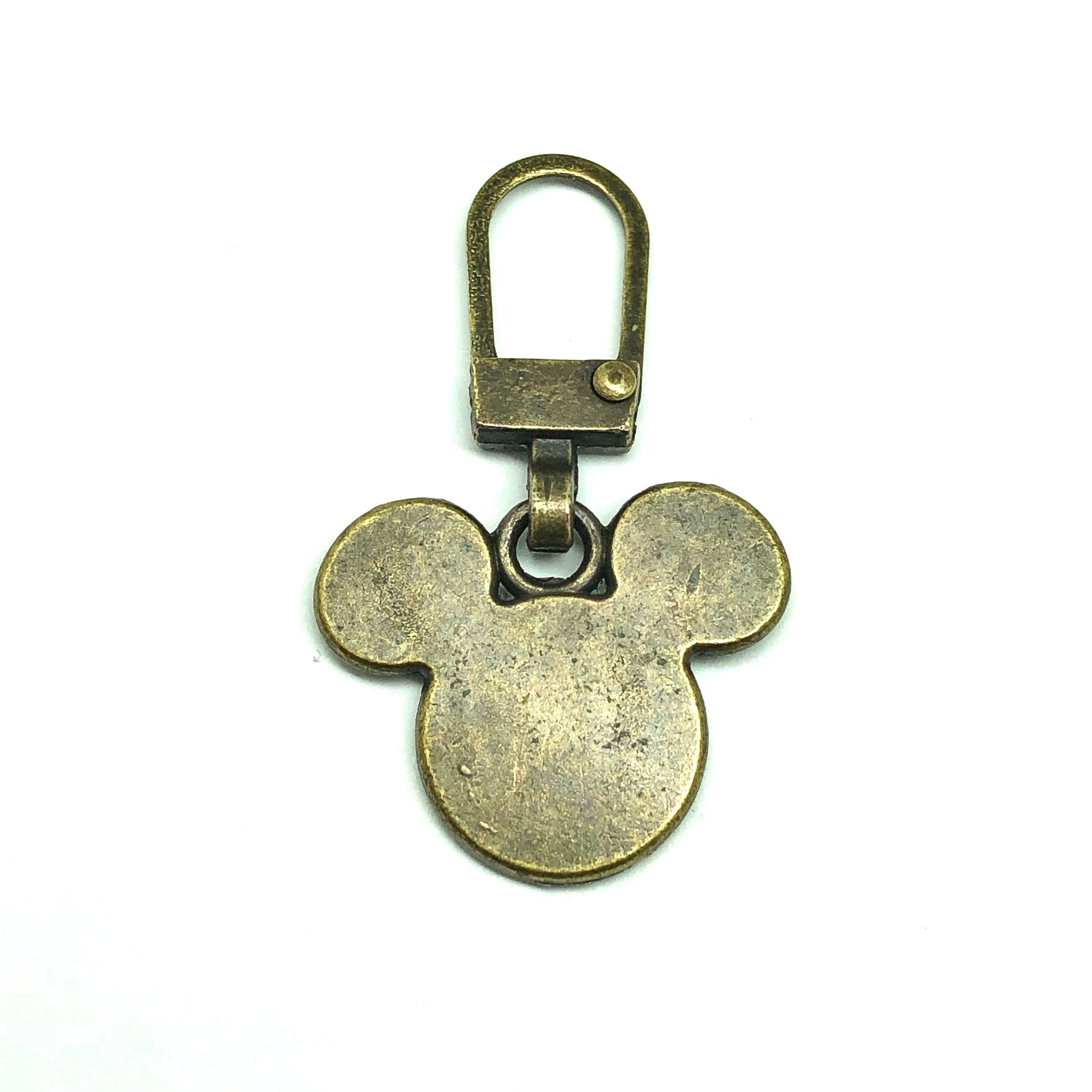 Mickey Mouse Style Repair Zipper Pull Charm - Rustic Bronze
