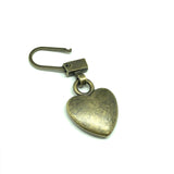 Zipper Pull Repair Fast - Zipper Heart Charm Multipurpose Decorative Use on Shoes, Purse, Keychain & More