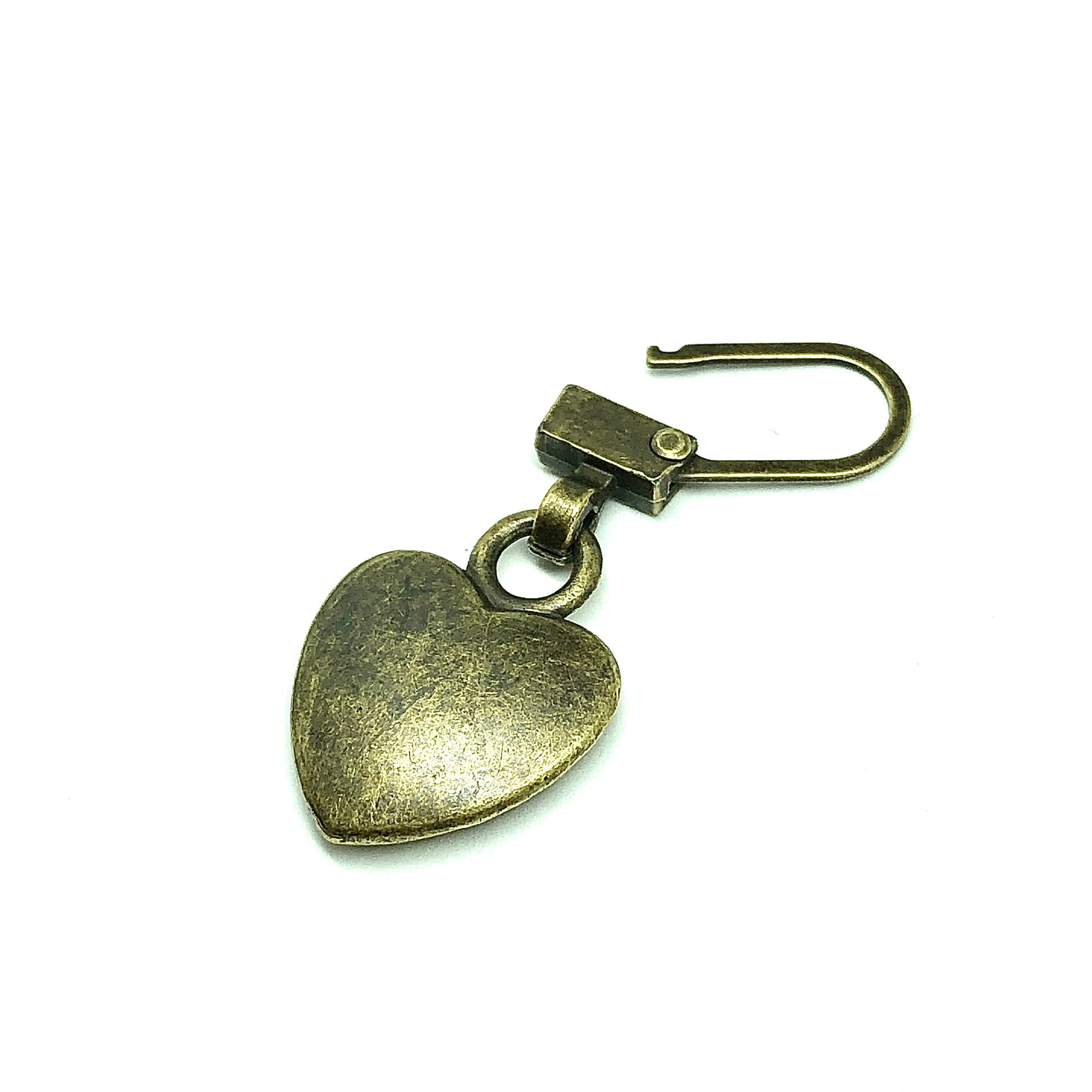 Zipper Pull Repair Fast - Zipper Heart Charm in Rustic Bronze  Multipurpose Decorative Use on Shoes, Purse, Keychain & More