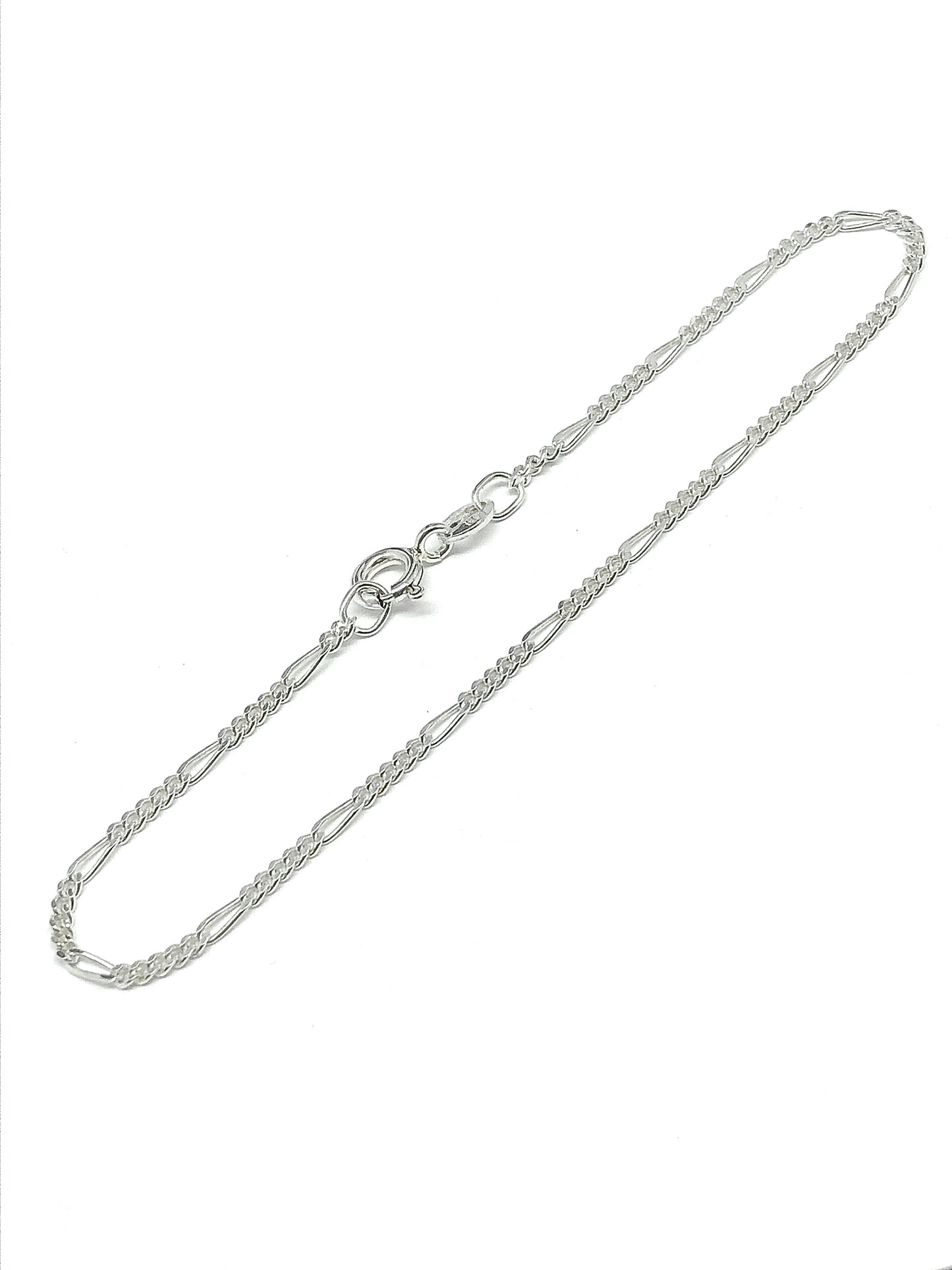 Blingschlingers - 925 Sterling Silver Feminine Style Figaro Chain Bracelet