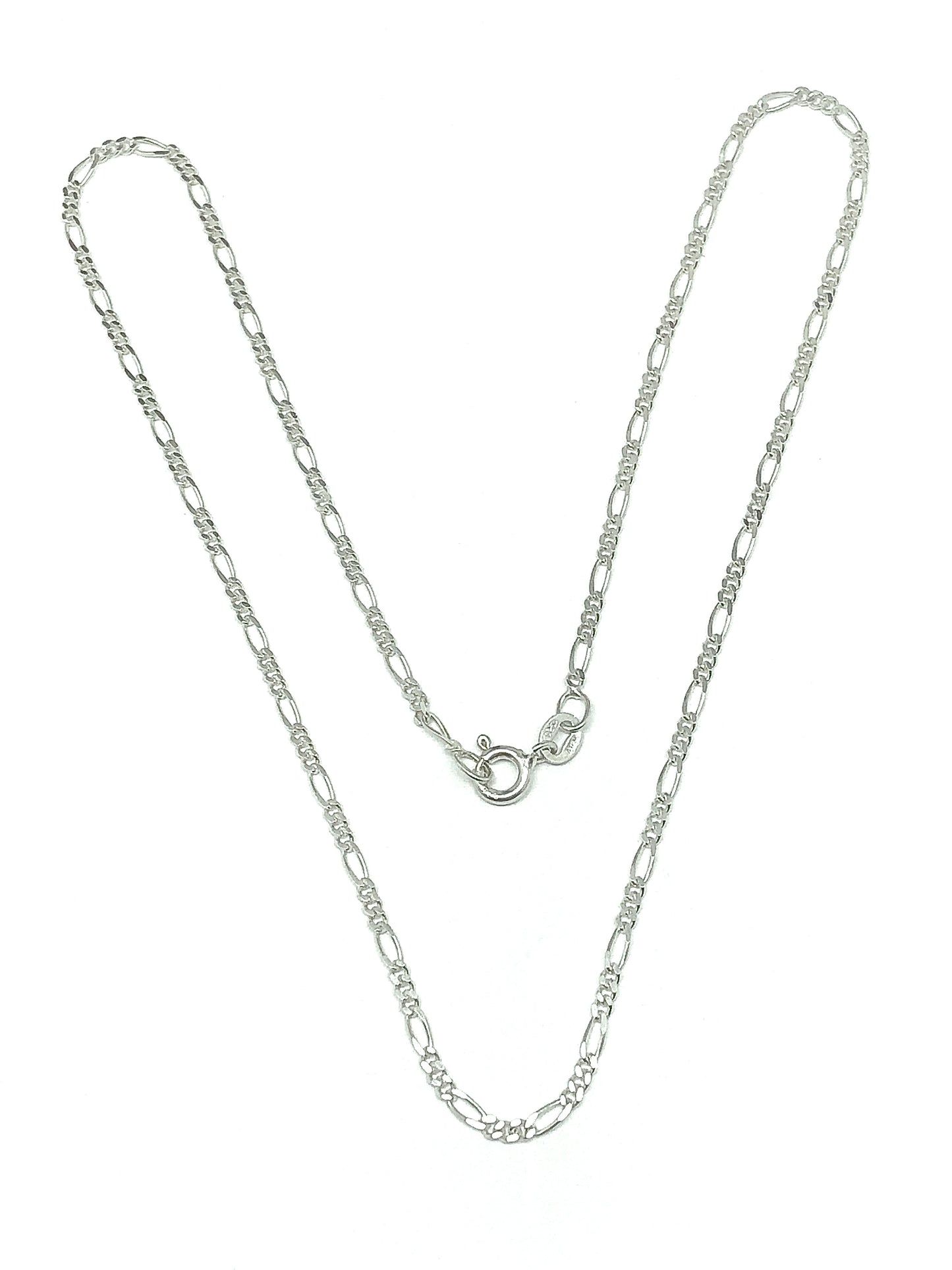 Blingschlingers - Sterling Silver Feminine Style Mini Figaro Link Chain Necklace