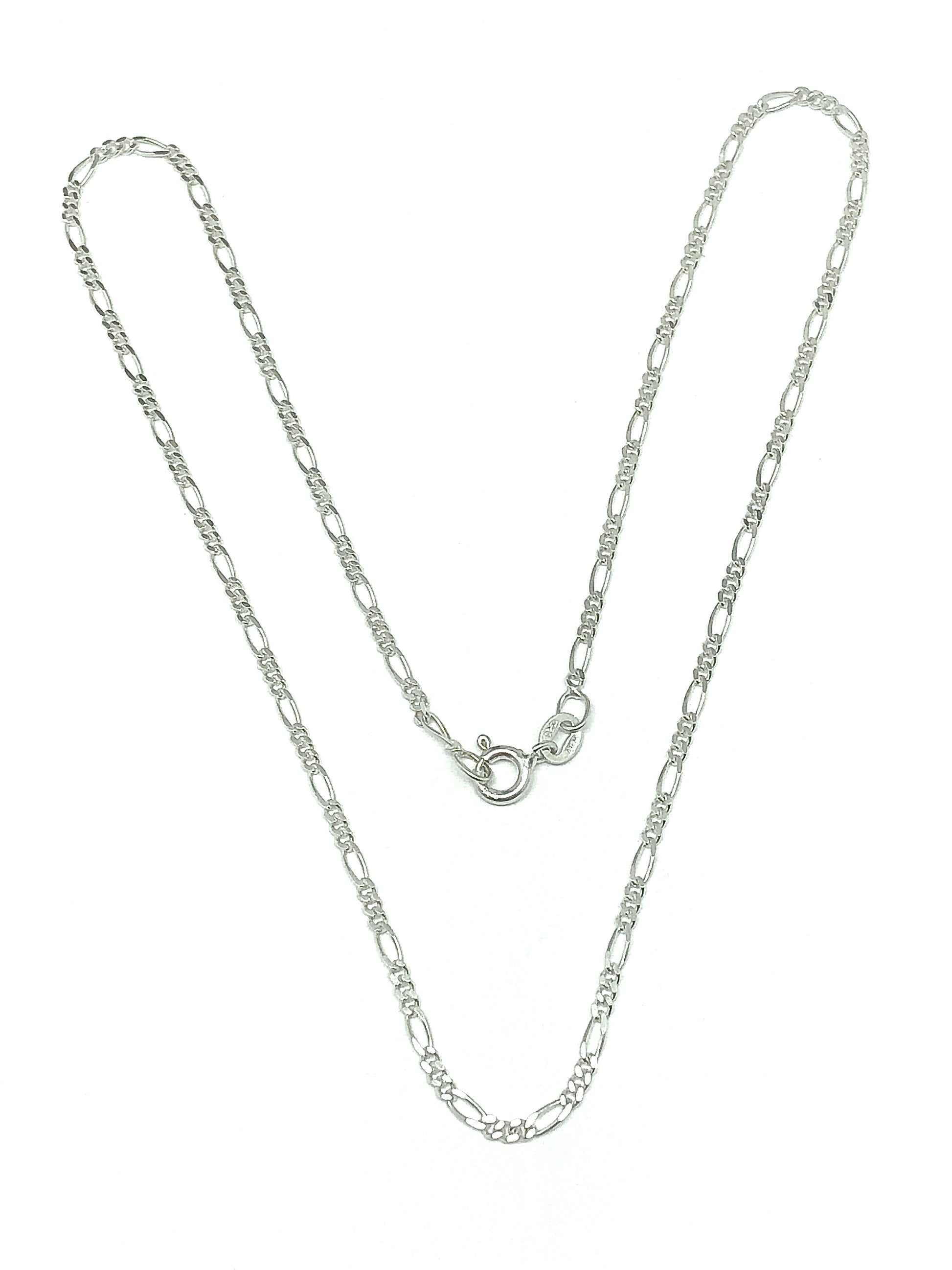 Blingschlingers - Sterling Silver Feminine Style Mini Figaro Link Chain Necklace