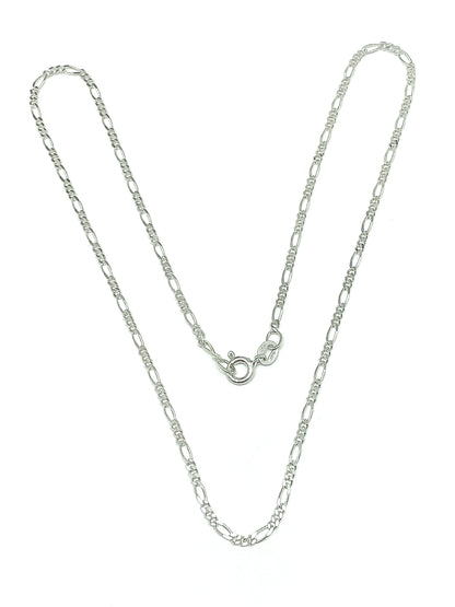 Blingschlingers - Sterling Silver Feminine Style Mini Figaro Link Chain Necklace