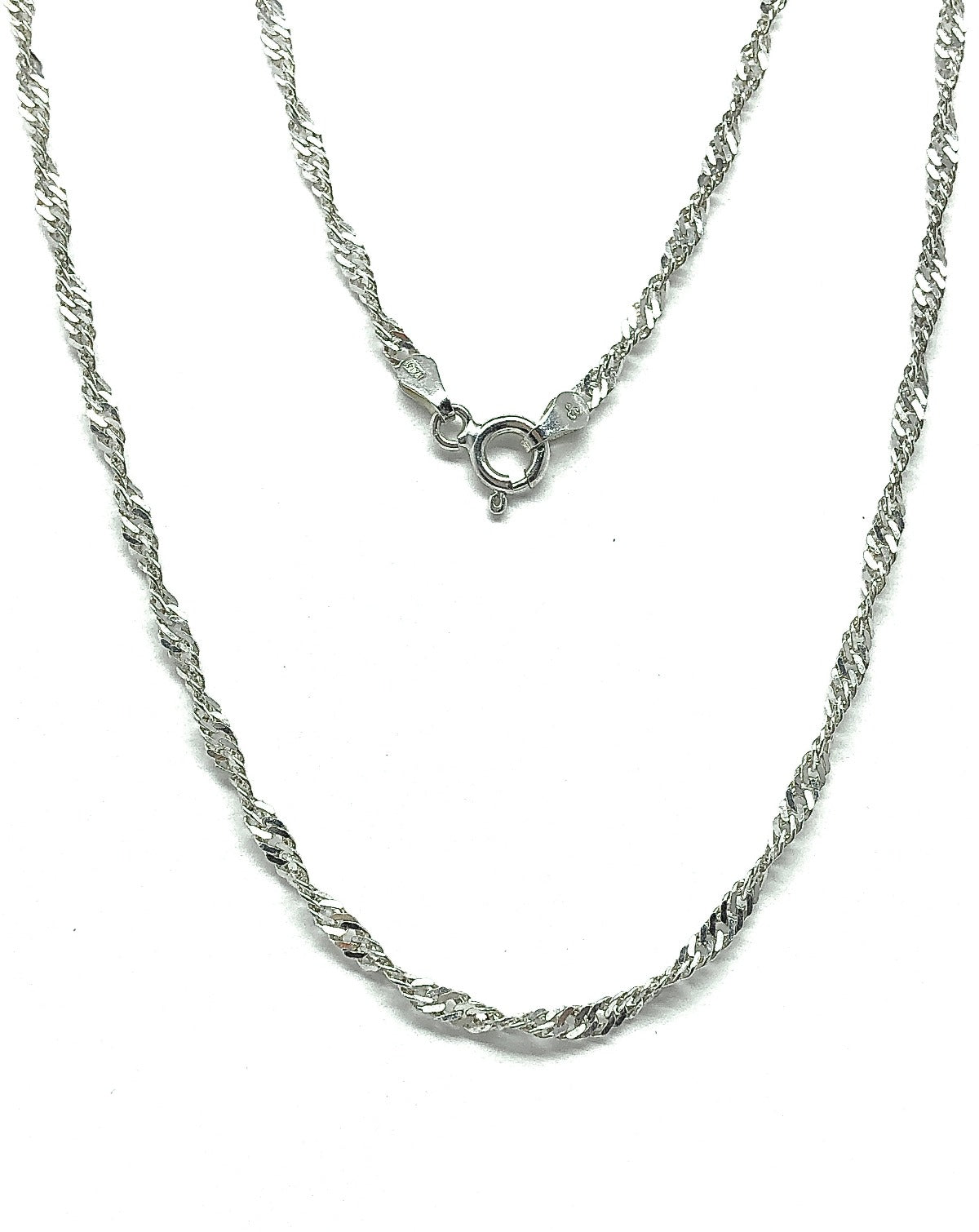 Blingschlingers - Sterling Silver Fancy Spiraling Herringbone Glitter Rope Chain Necklace