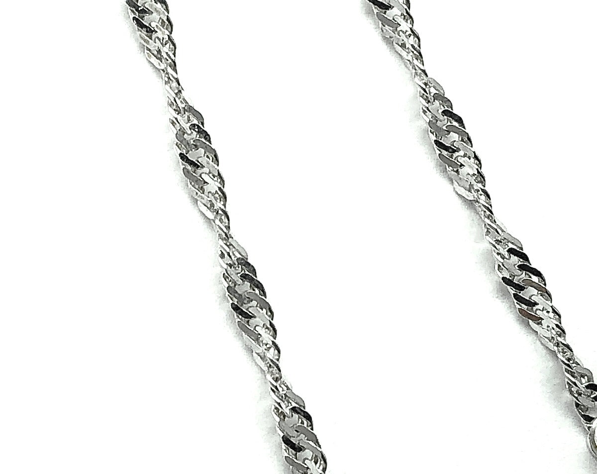 Sterling Silver Fancy Spiraling Herringbone Glitter Rope Chain Necklace