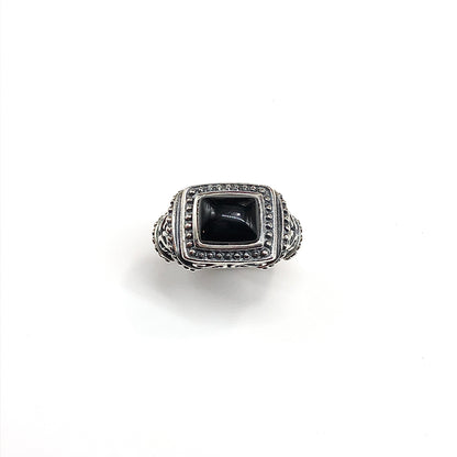 Sterling Silver Black Stone Ring Sz10