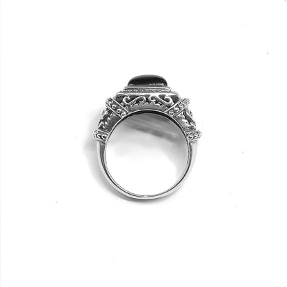 Sterling Silver Black Stone Ring Sz10