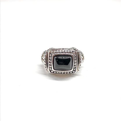 Sterling Silver Black Stone Statement Ring Sz7