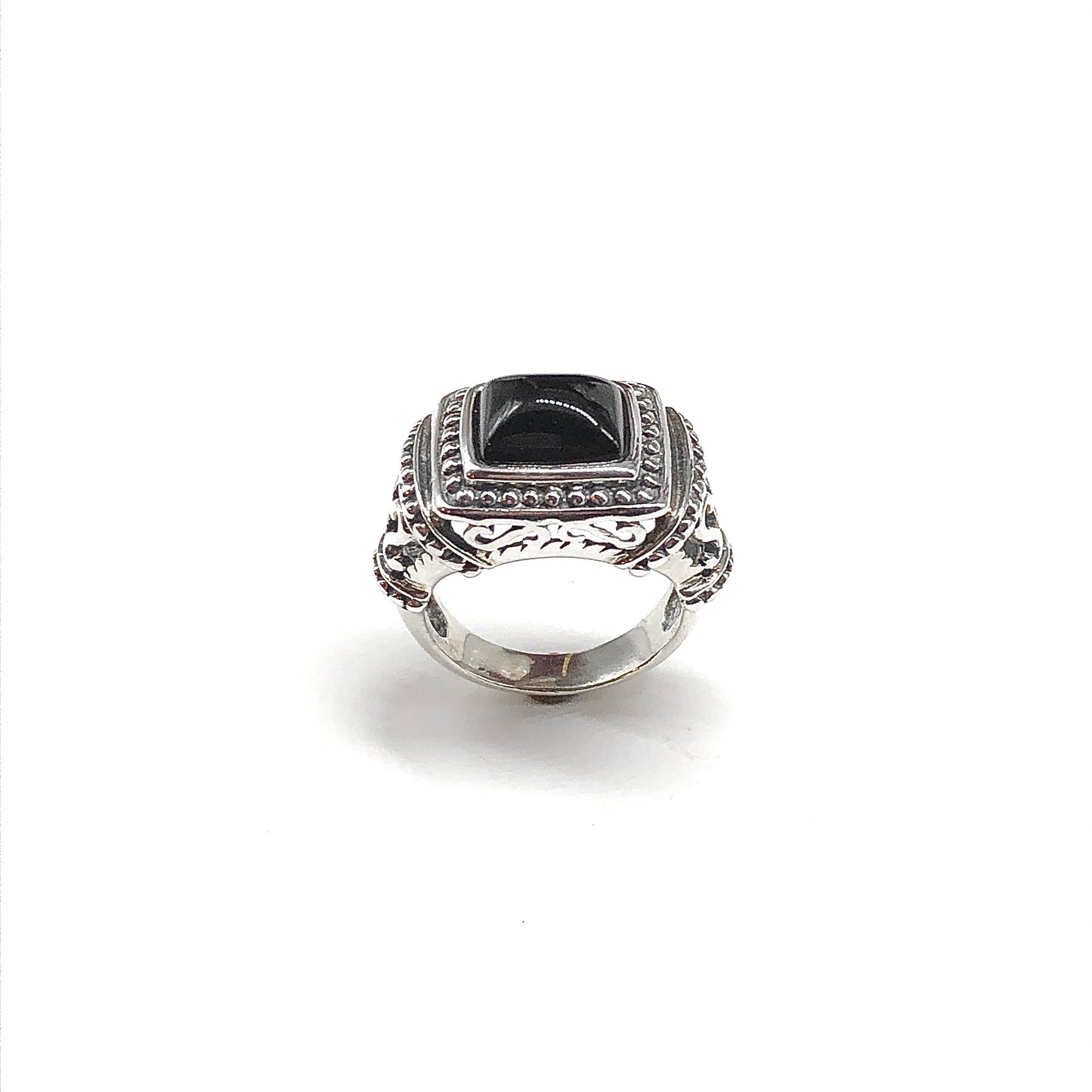 Sterling Silver Black Stone Statement Ring Sz7