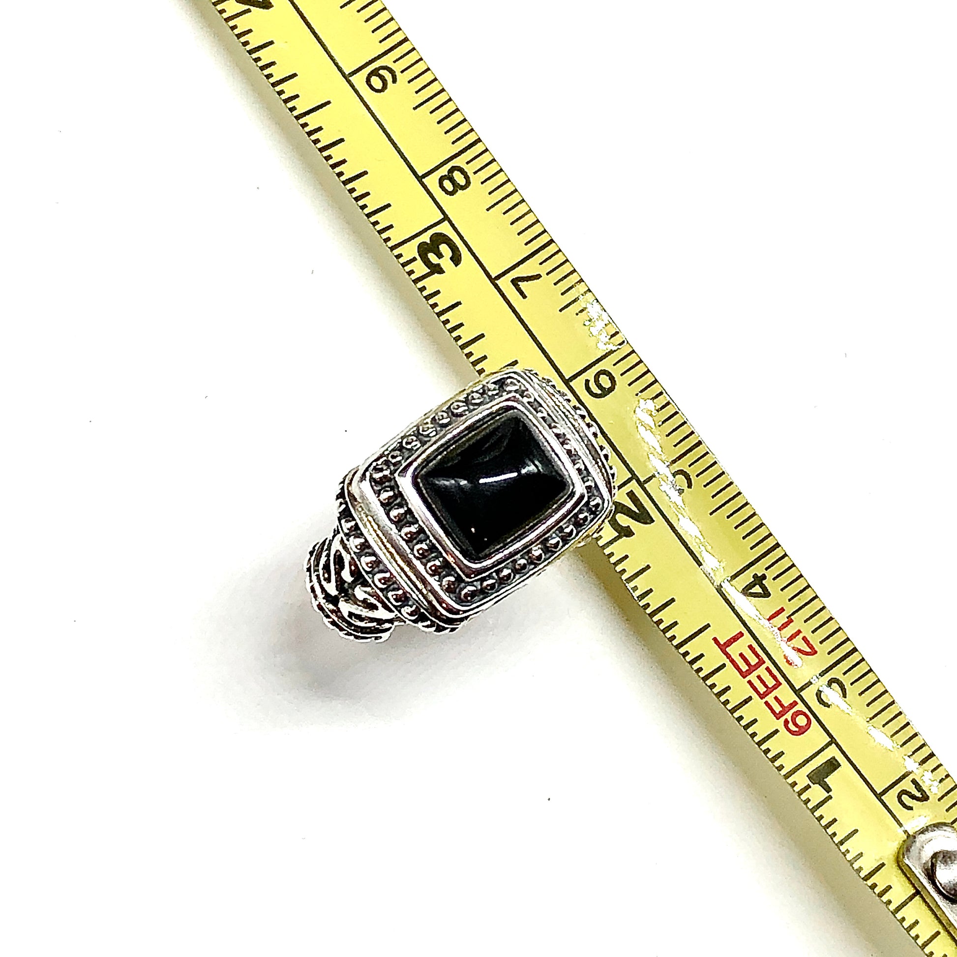 Sterling Silver Black Stone Ring | sz7, Bold Style, Chunky Design 925 Silver Ring for Sale