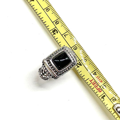 Sterling Silver Black Stone Ring | sz7, Bold Style, Chunky Design 925 Silver Ring for Sale