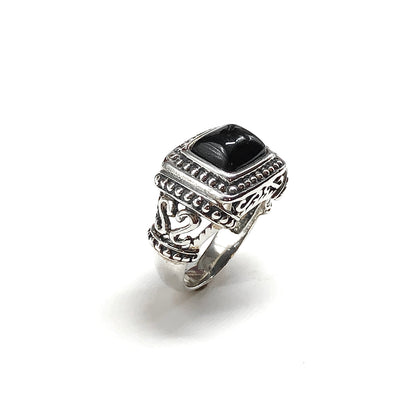 Sterling Silver Black Stone Statement Ring Sz7