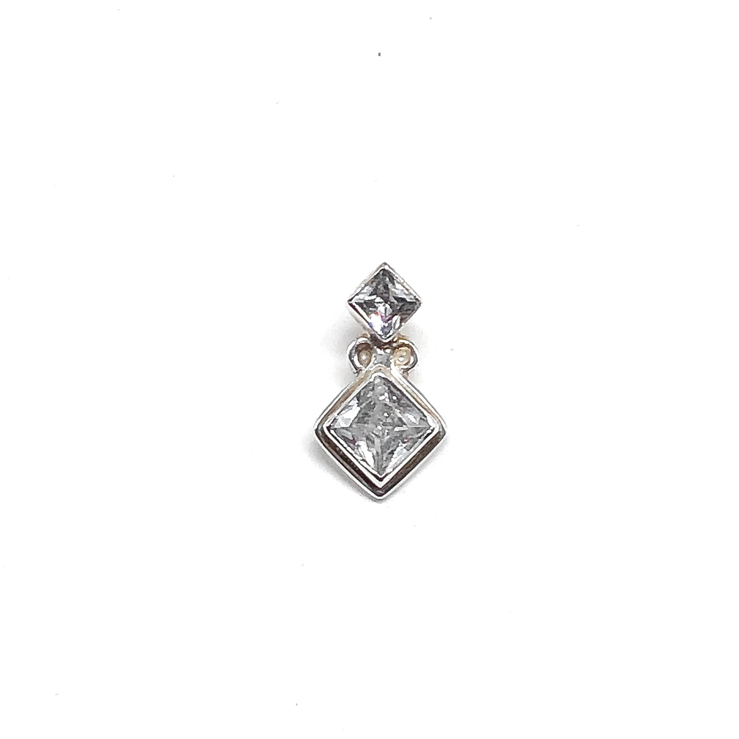 Princess Cut Clear CZ Sterling Silver Pendant