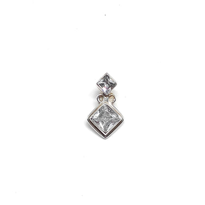 Princess Cut Clear CZ Sterling Silver Pendant