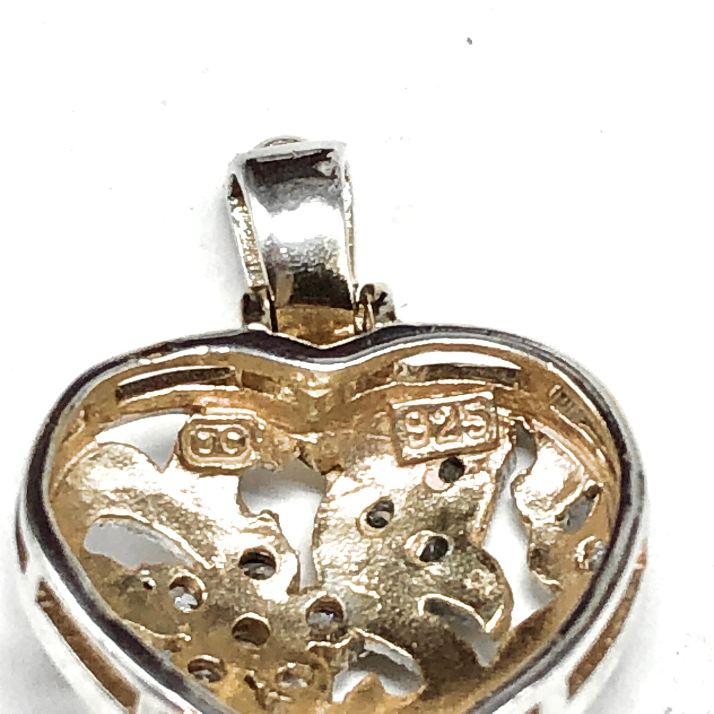 Vintage Lace Filigree Design Sterling Silver Heart Pendant