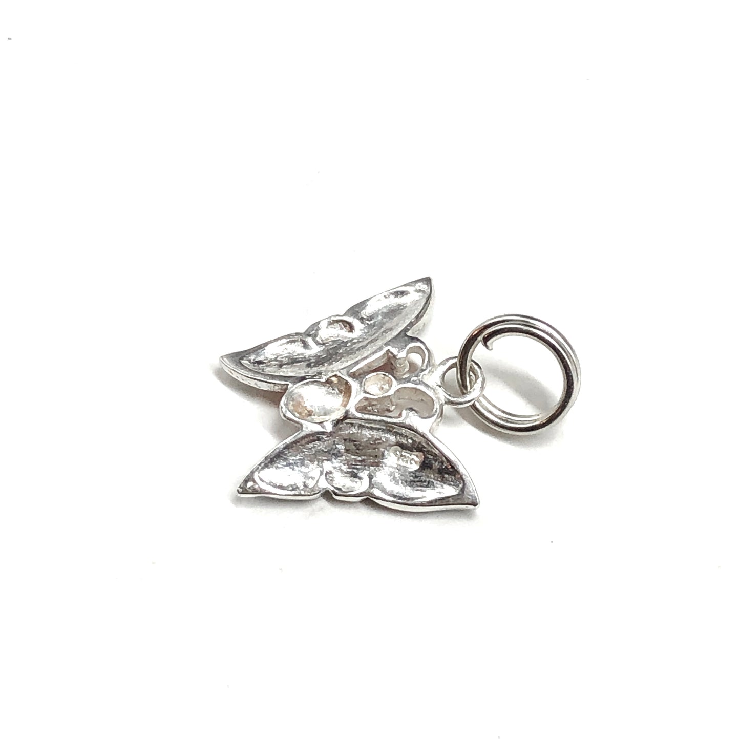 Salmon & Teal Enamel Sterling Silver Butterfly Charm