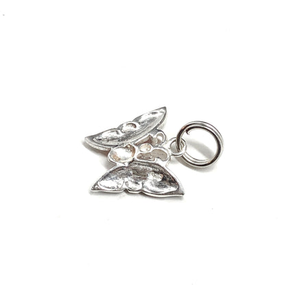 Salmon & Teal Enamel Sterling Silver Butterfly Charm