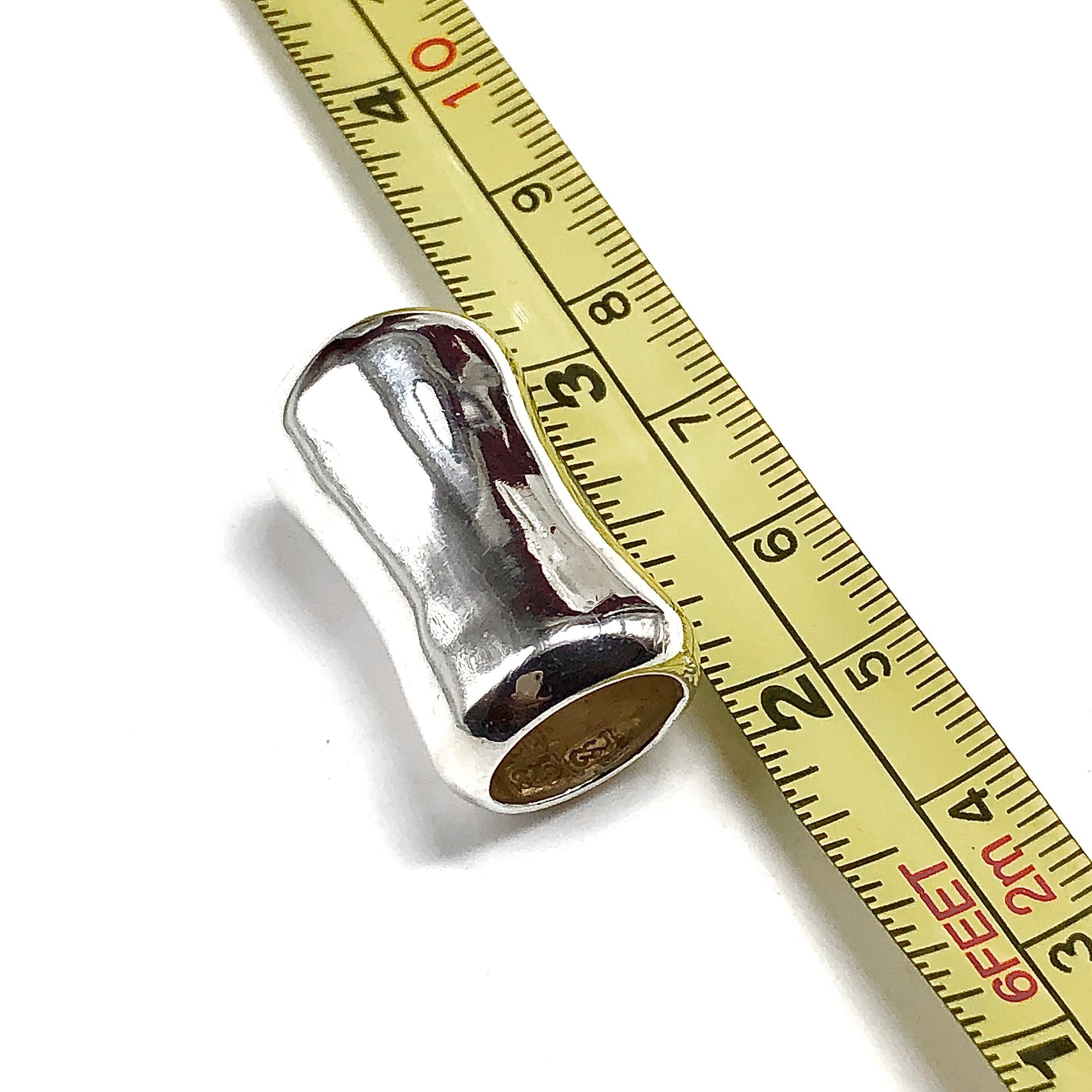 Vintage Sterling Silver Slide Pendant, Large Tube Bracelet Charm