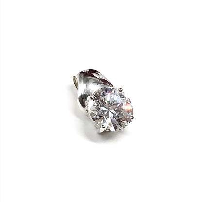 Cz Stone Pendant, 11.7mm Glittering Cubic Zirconia Solitaire Style Sterling Silver Pendant