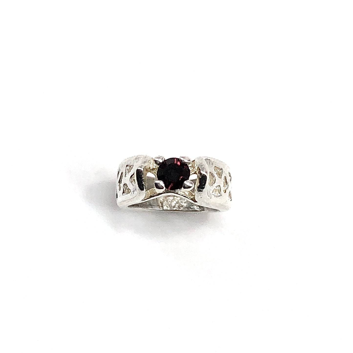 July's Mini Birthstone Ring Charm, Ruby Red Crystal, European Style Bracelet Charm, 925 Sterling Silver Mothers Ring Pendant