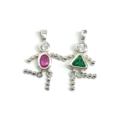 Emerald Green Cz Sterling Silver May Birthstone Girl Pendant