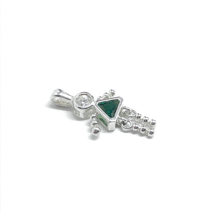 Emerald Green Cz Sterling Silver May Birthstone Girl Pendant