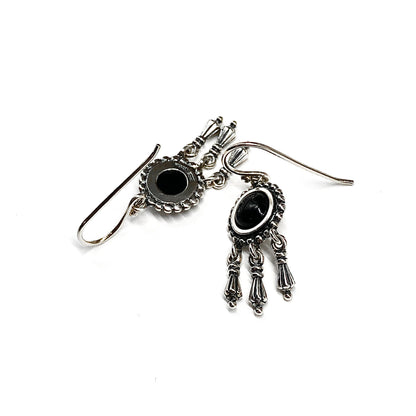 Black Stone Sterling Silver Chandelier Earrings