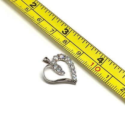 10k White Gold Open Heart Pendant