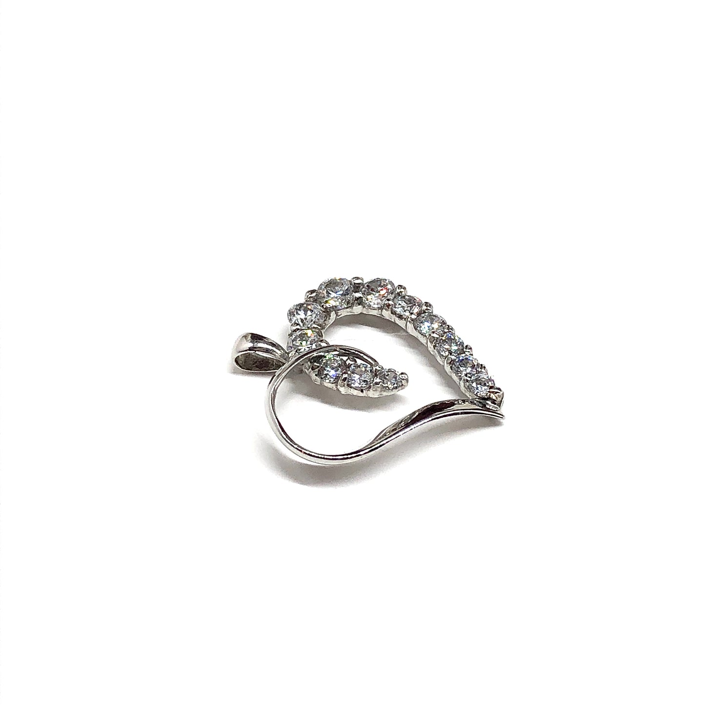 10k White Gold Open Heart Pendant