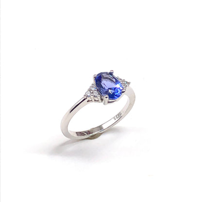 sz7 Tanzanite Blue Sterling Silver Gemstone Ring