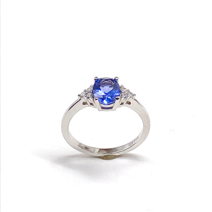 sz7 Tanzanite Blue Sterling Silver Gemstone Ring