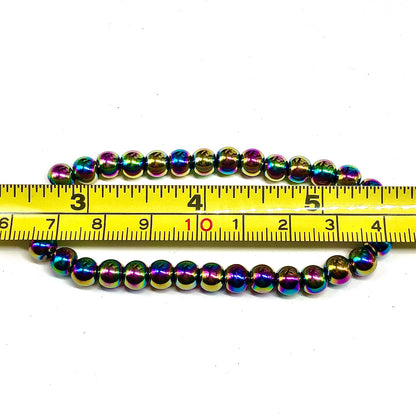 rainbow oil slick stainless steel bead bracelets