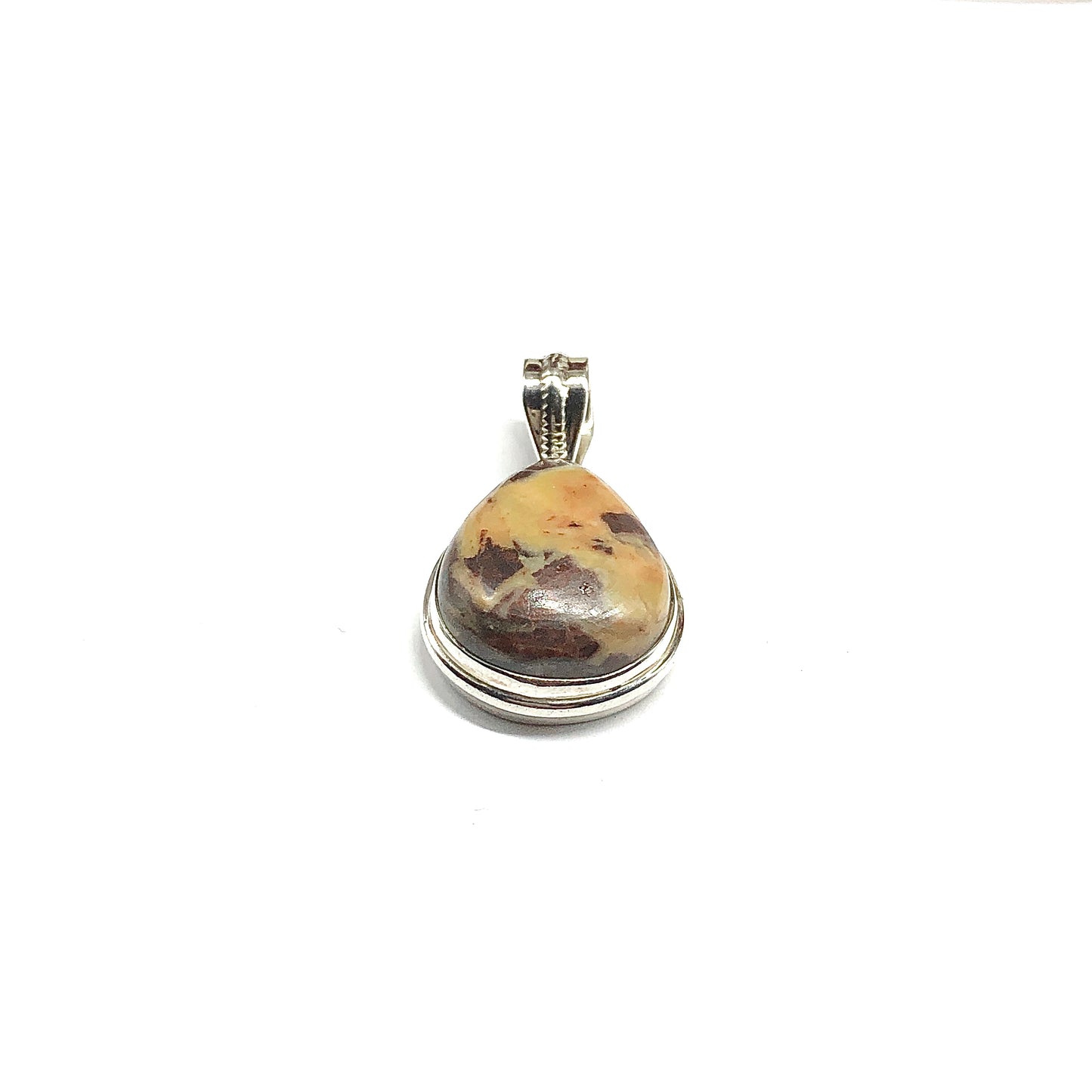 Teardrop Design Brown Tan Stone Sterling Silver Pendant