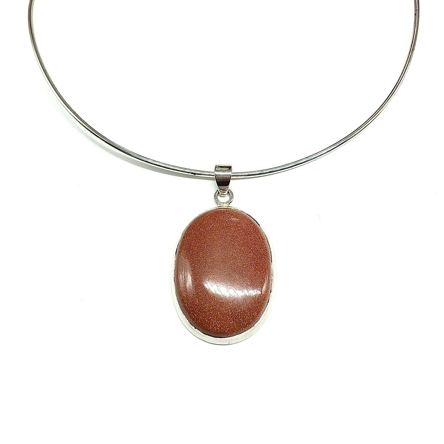 Shimmery Goldstone Stone Sterling Silver Pendant