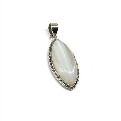 Unique Translucent Banded Agate Stone Sterling Silver Pendant