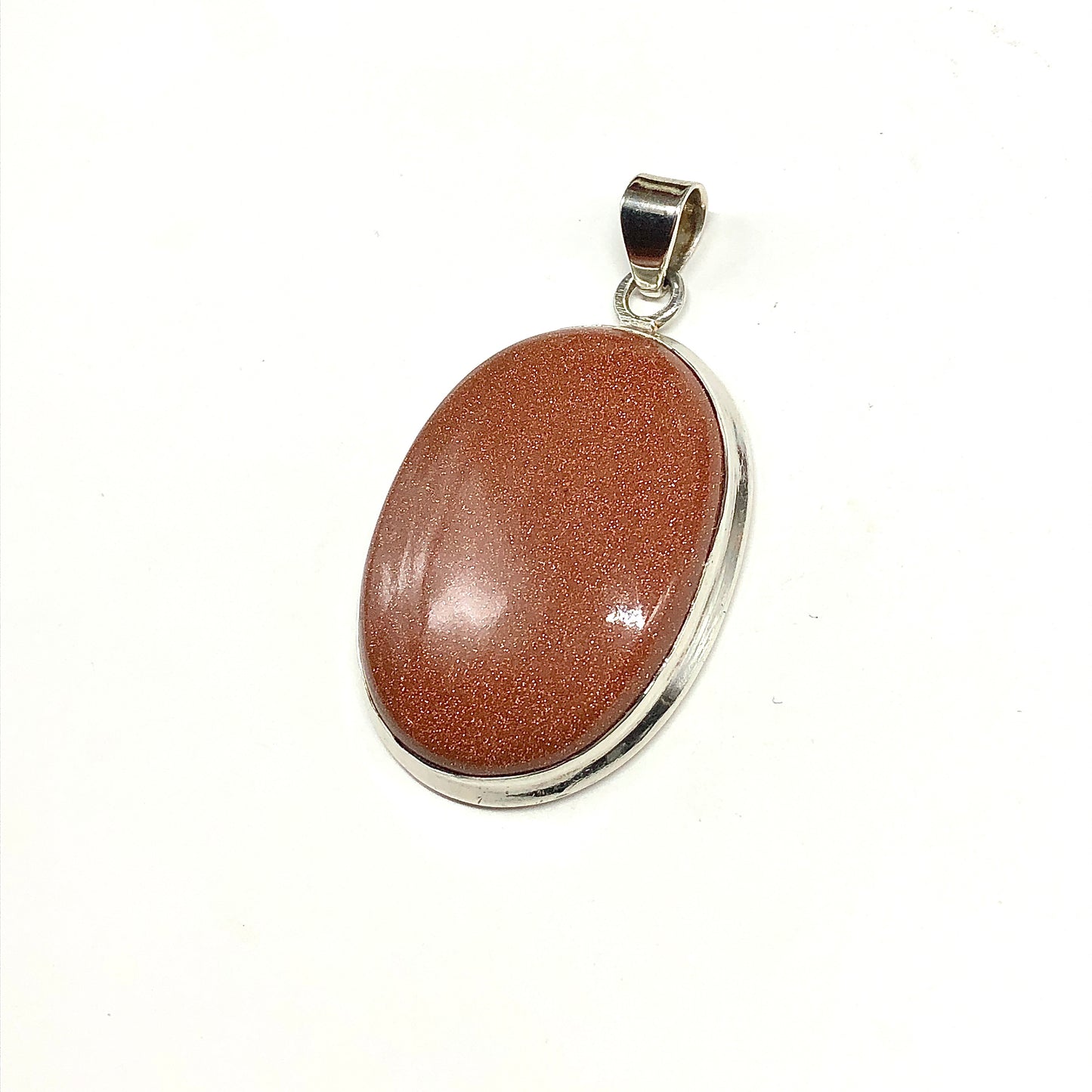 Shimmery Goldstone Stone Sterling Silver Pendant