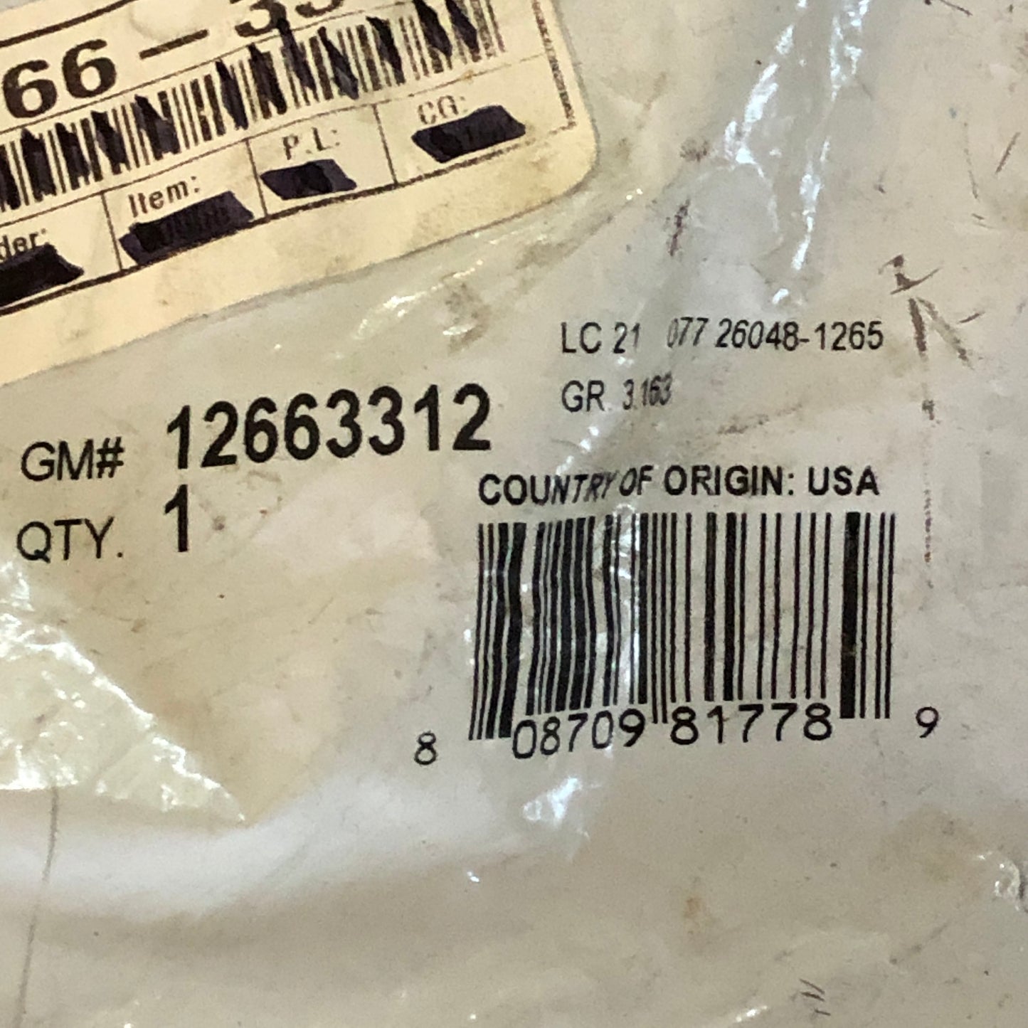 Intermediate fuel feed line pipe OE GM Part # 12663312